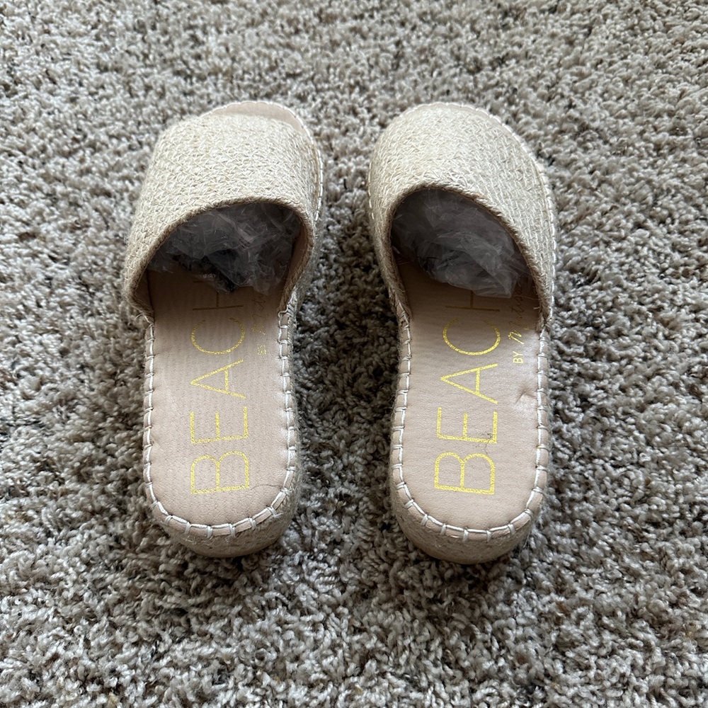 Beach by Matisse Del Mar Jute Platform Sandals Natural Tan Size 7 NWOT - Picture 3 of 5
